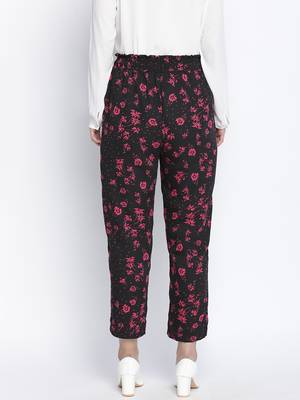 Flwerous black elsticated women pant 4