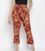 Frizzle floral print women casual Elasticated pant