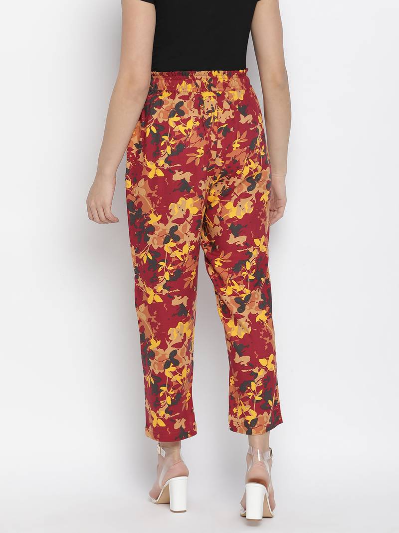 Frizzle floral print women casual Elasticated pant