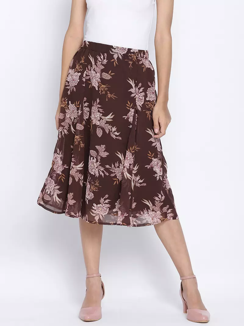 Loco lour  brownish floral print women skirt