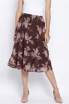 Loco lour  brownish floral print women skirt