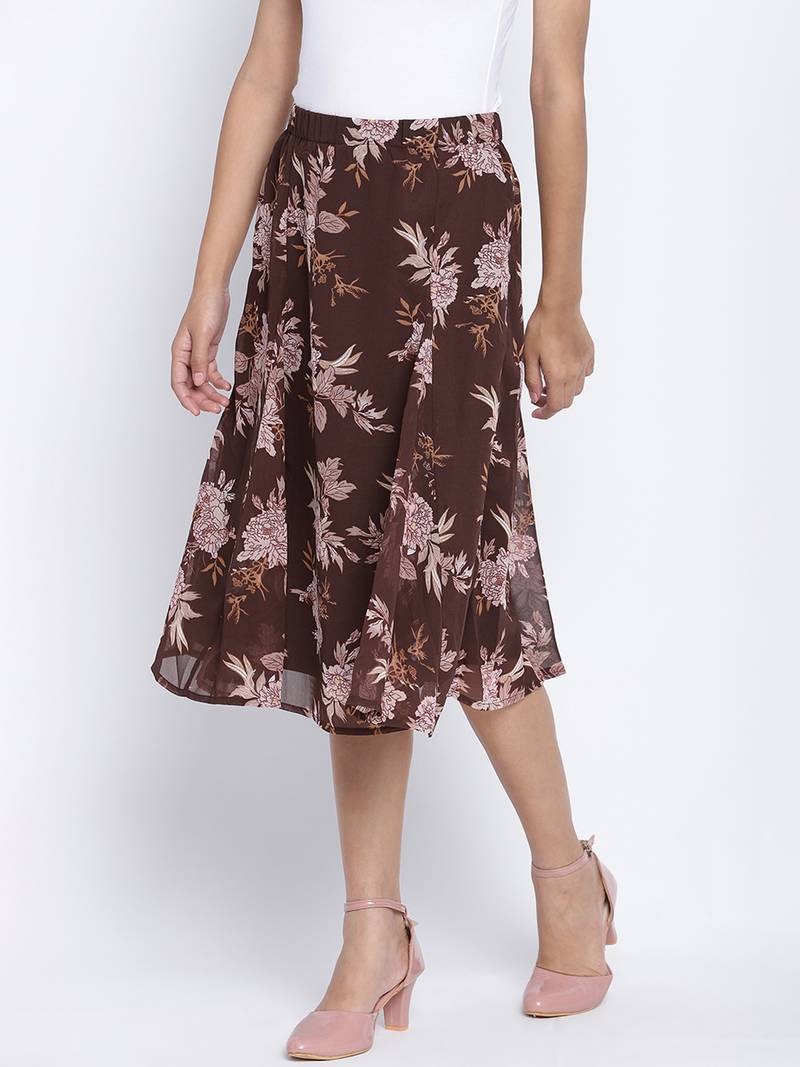 Loco lour  brownish floral print women skirt