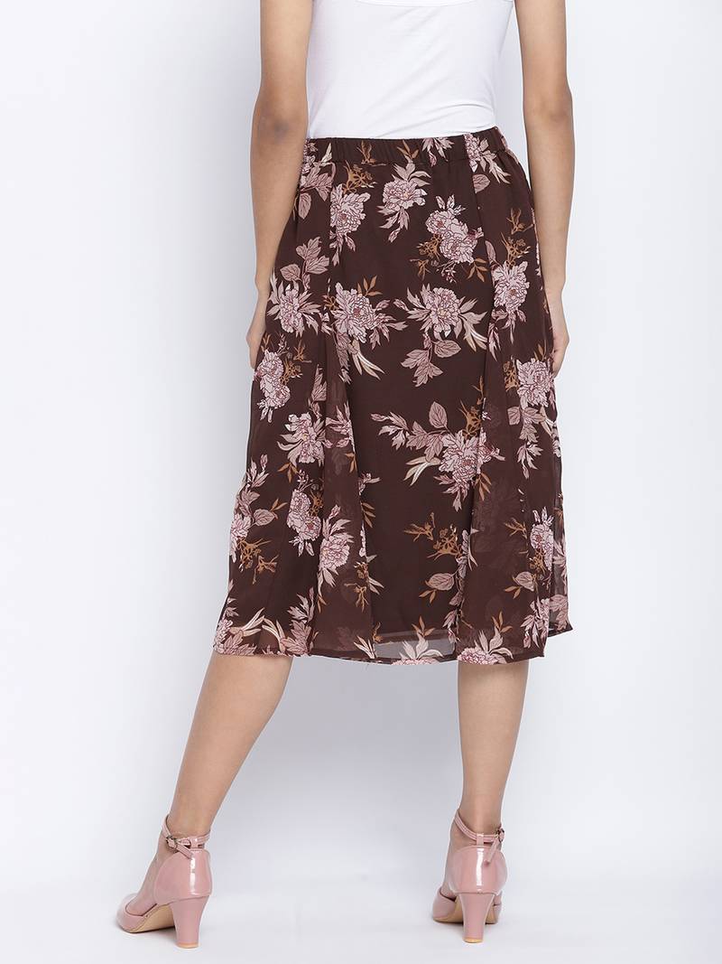 Loco lour  brownish floral print women skirt