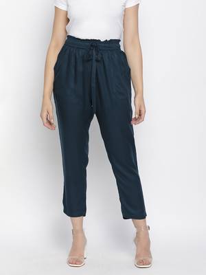 Palonic sloid blue women Elasticated pant 1