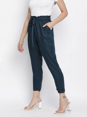 Palonic sloid blue women Elasticated pant 3