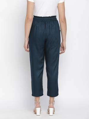 Palonic sloid blue women Elasticated pant 4