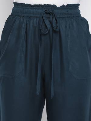 Palonic sloid blue women Elasticated pant 5