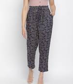 Soscer Blue floral print women Elasticated pant.