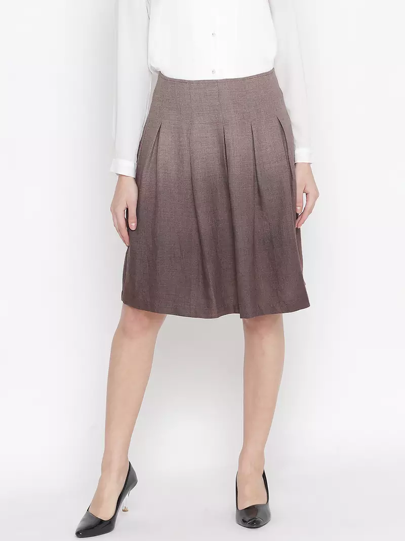 Oxolloxo Warmed solid brown color with lining woolen women skirt
