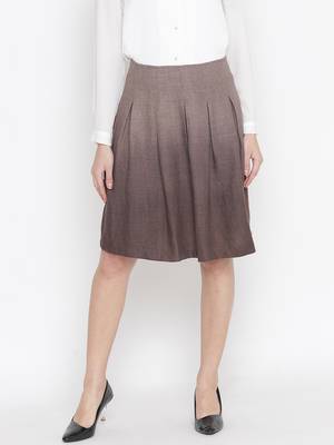Oxolloxo Warmed solid brown color with lining woolen women skirt 1