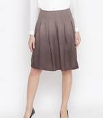 Oxolloxo Warmed solid brown color with lining woolen women skirt
