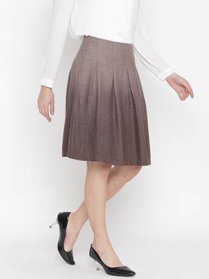 Oxolloxo Warmed solid brown color with lining woolen women skirt 4