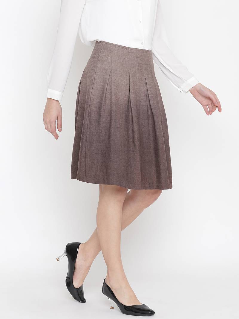 Oxolloxo Warmed solid brown color with lining woolen women skirt