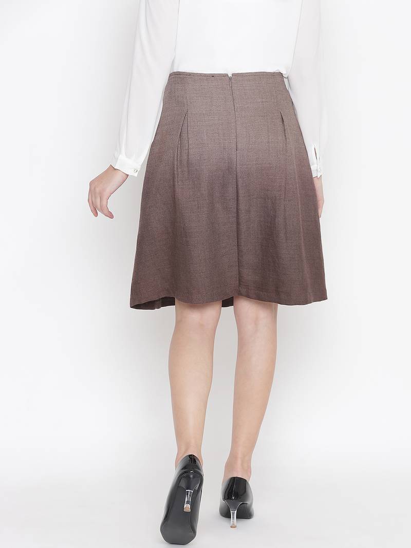 Oxolloxo Warmed solid brown color with lining woolen women skirt