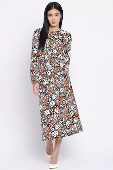 Bombshell floral print casual women dress