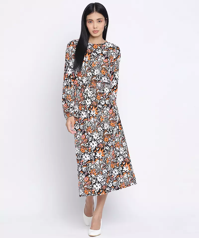 Bombshell floral print casual women dress