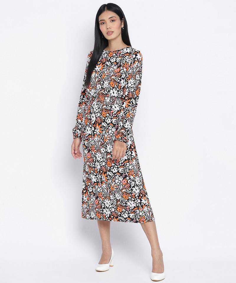 Bombshell floral print casual women dress
