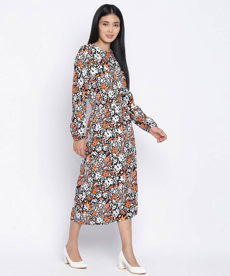 Bombshell floral print casual women dress