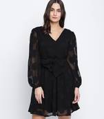 Elegant Black tie knot women dress