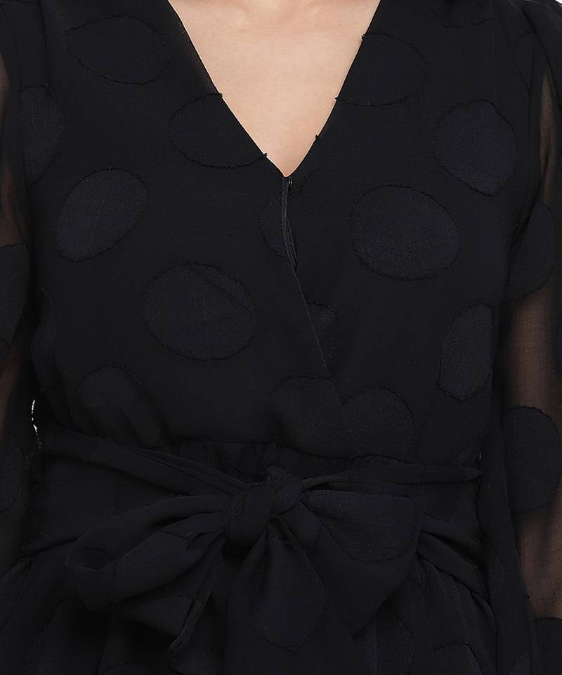 Elegant Black tie knot women dress