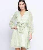 Garden green elasticated tie knot women dress