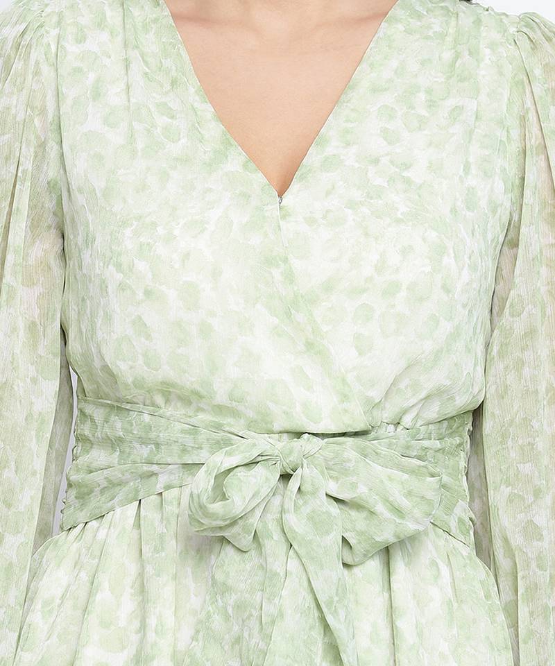 Garden green elasticated tie knot women dress