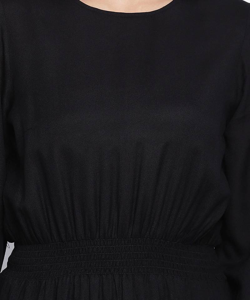 Rogger Black smocked up women dress