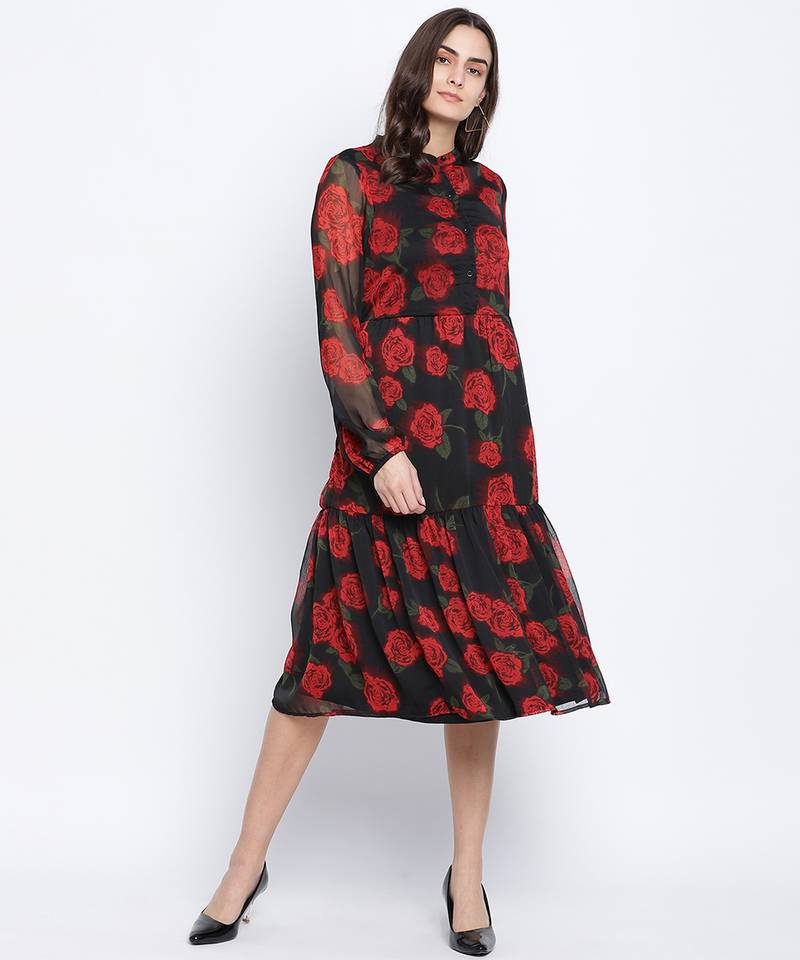 Rosebud button down women dress