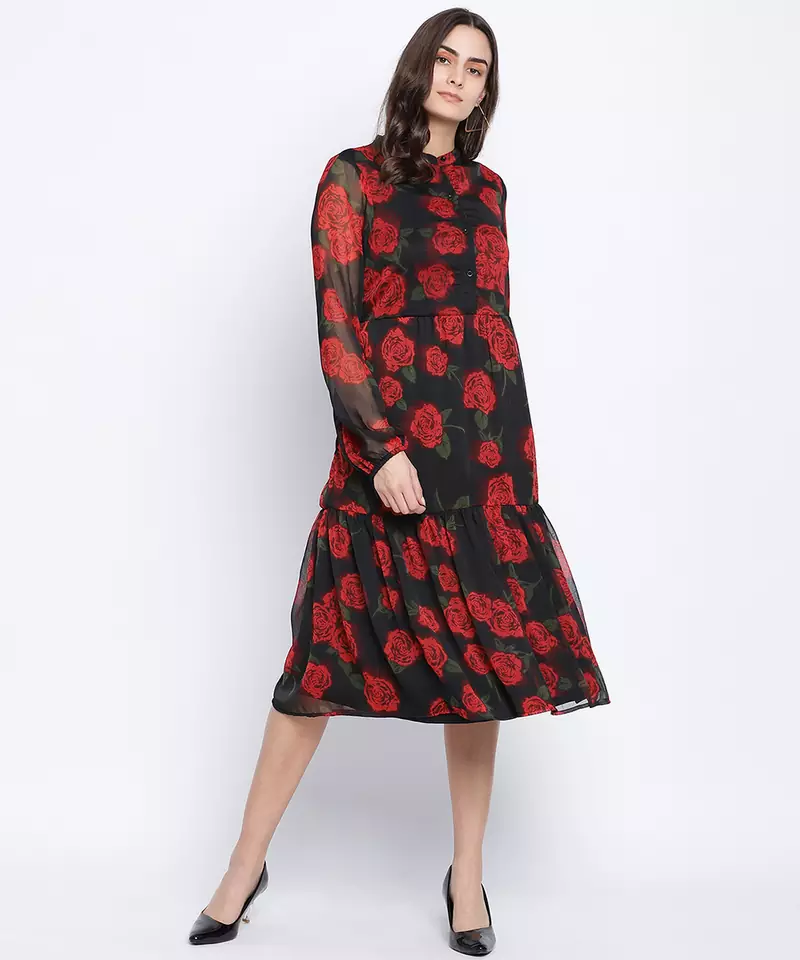 Rosebud button down women dress