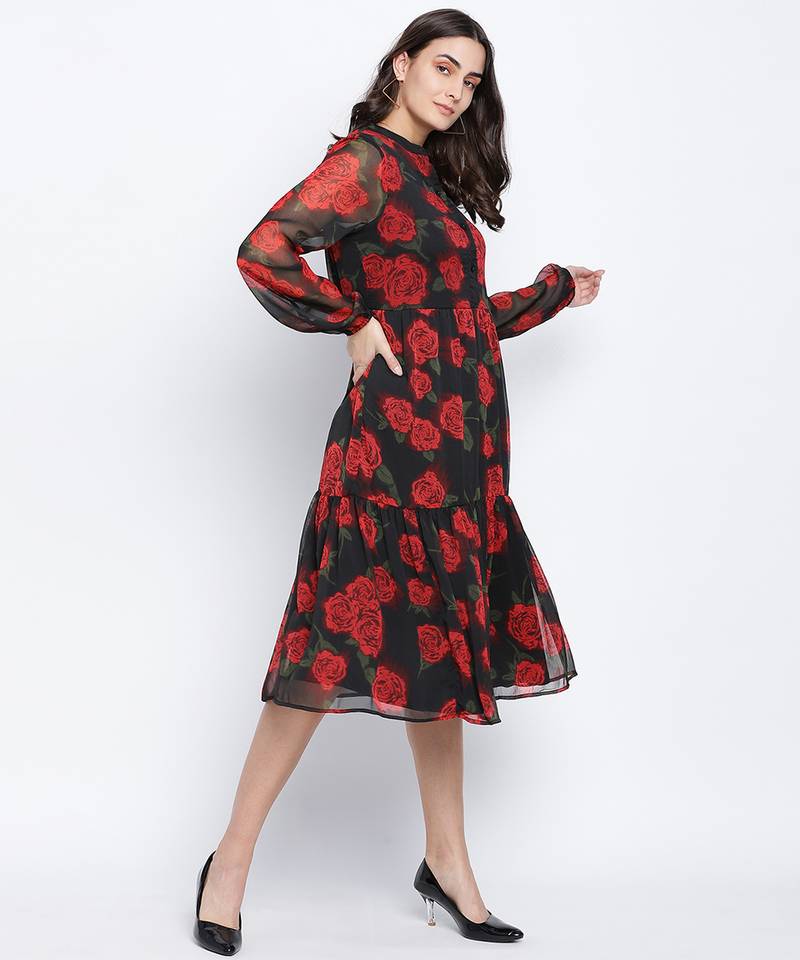 Rosebud button down women dress