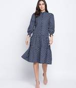 Spangle blue button down women dress