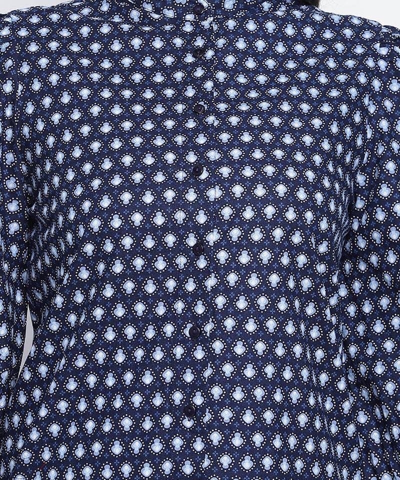 Spangle blue button down women dress