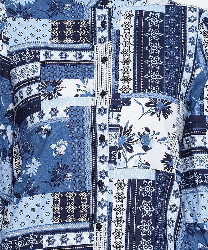 Winking Blue Cotton Sheeting button down women dress