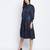 Jacquine Blue button down women Satin Print dress