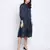 Jacquine Blue button down women Satin Print dress