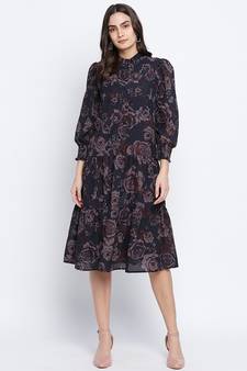 Pestalallic floral print button down dress