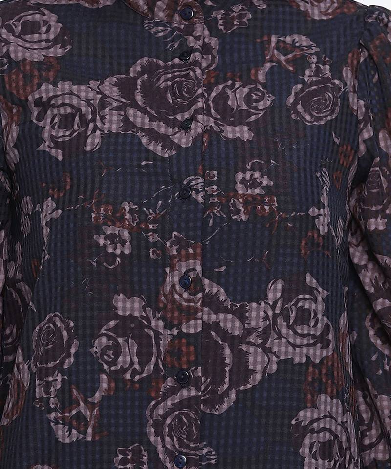 Pestalallic floral print button down dress