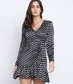 Piebald polka dot women casual dress