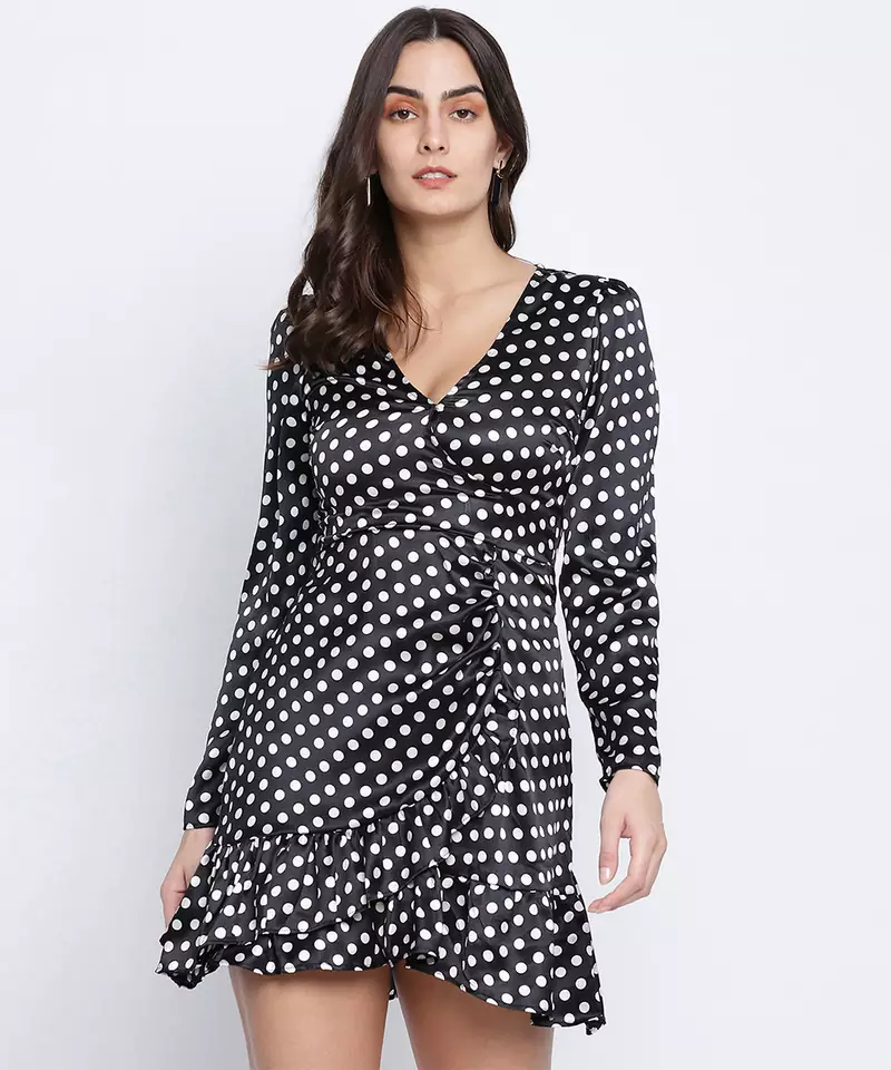 Piebald polka dot women casual dress