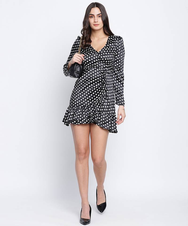 Piebald polka dot women casual dress