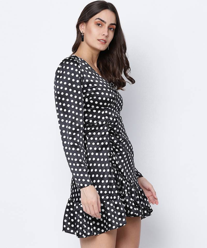 Piebald polka dot women casual dress
