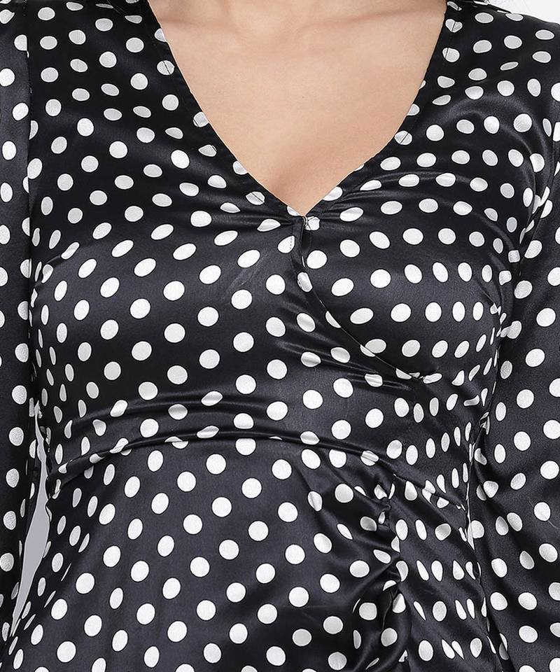 Piebald polka dot women casual dress