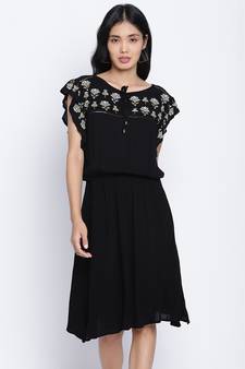 Glamour Black embroidery  fashion women dress