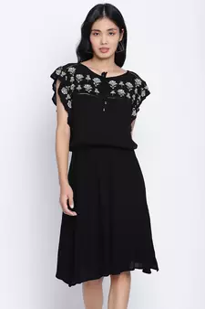 Glamour Black embroidery  fashion women dress
