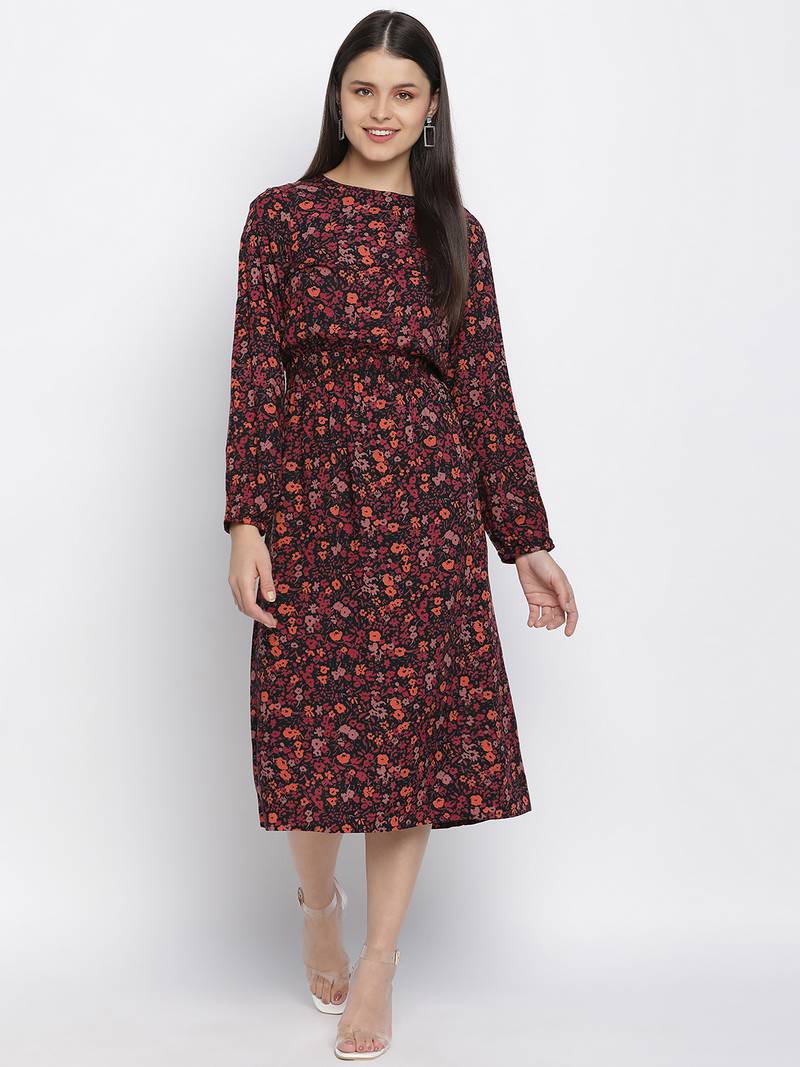 Heart throb floral print elasticated women dress