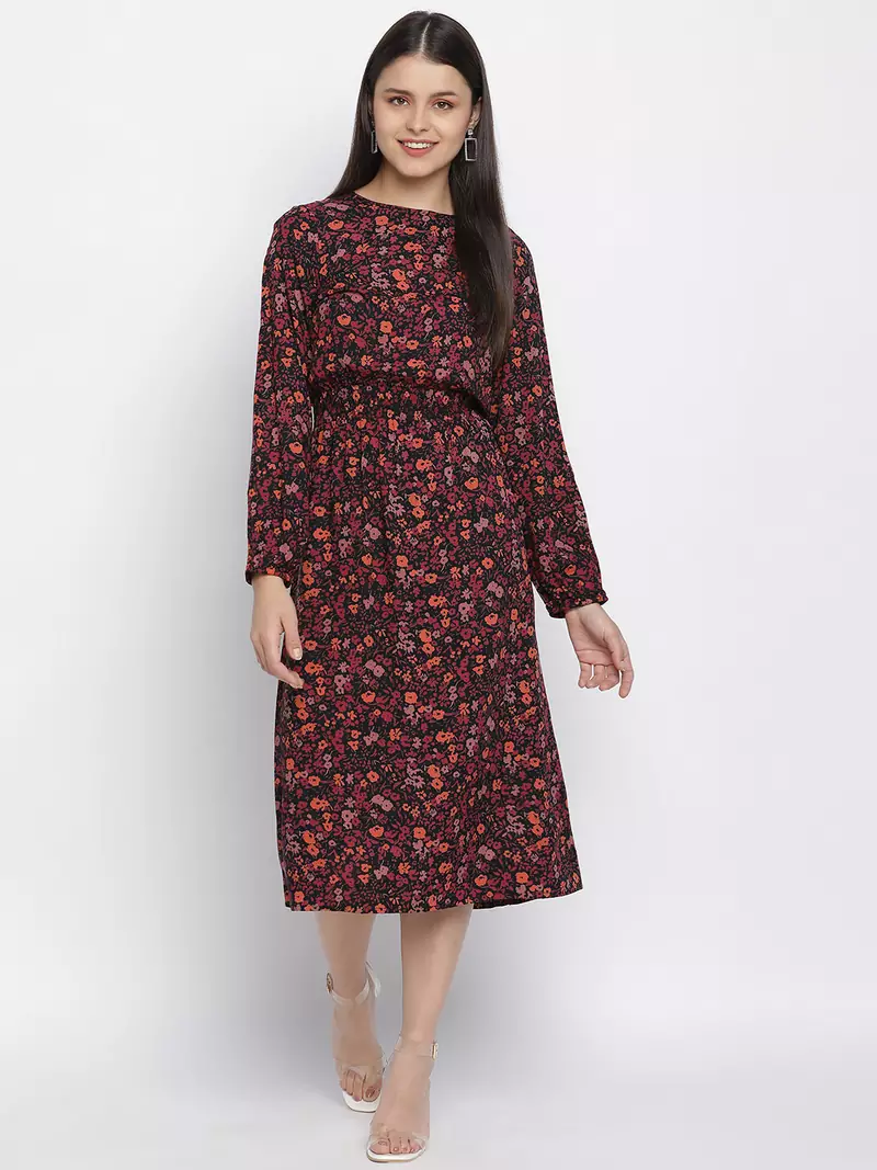 Heart throb floral print elasticated women dress