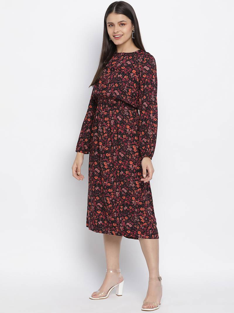 Heart throb floral print elasticated women dress