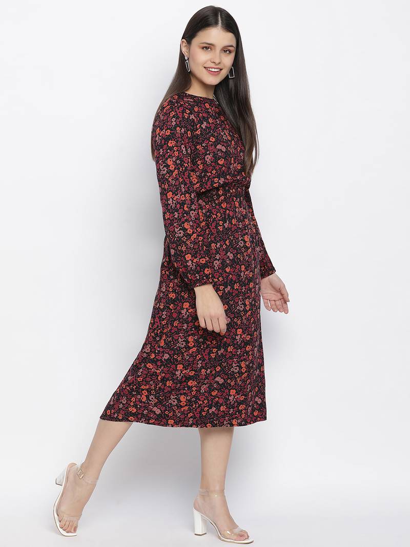 Heart throb floral print elasticated women dress