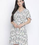 Shinner floral print women warp dress