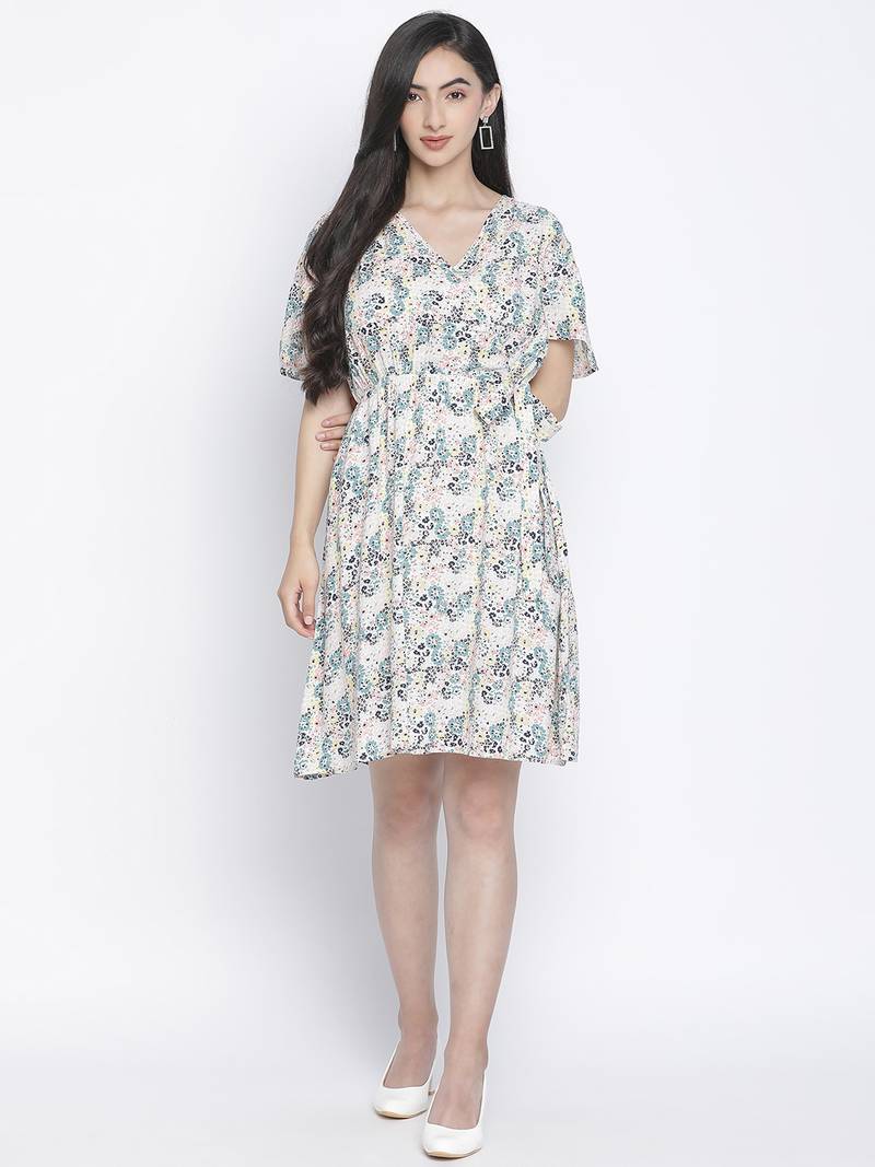 Shinner floral print women warp dress